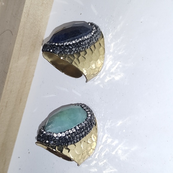 Lavender Blue Rings-A set of 2 Rings-Adjustable Size - Picture 3 of 6